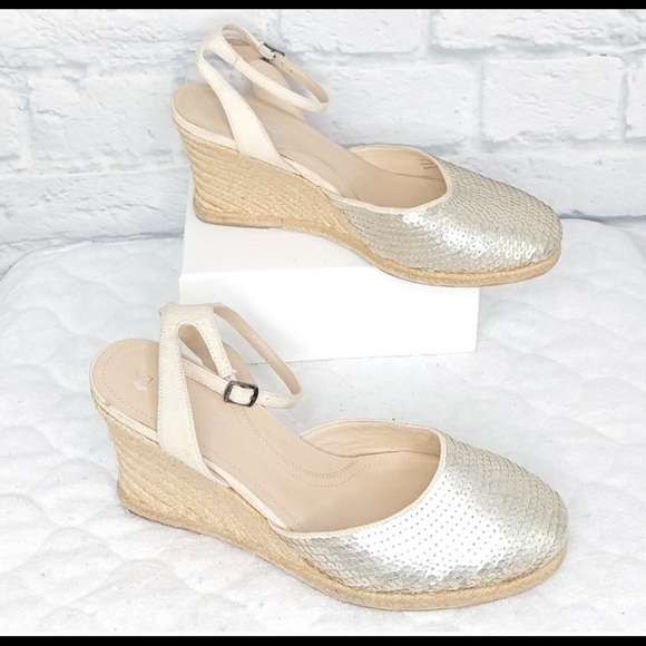 Wedge sandals via spiga brand sequin toe - Picture 3 of 3